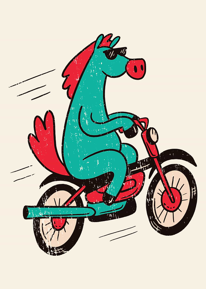 Cool Cartoon Horse Bicycle