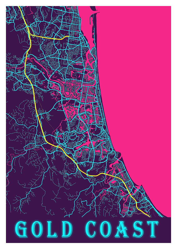 Gold Coast Neon City Map