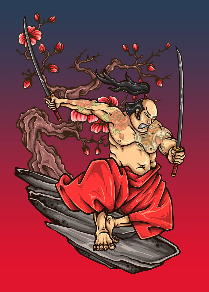 Samurai Worrior at Stone