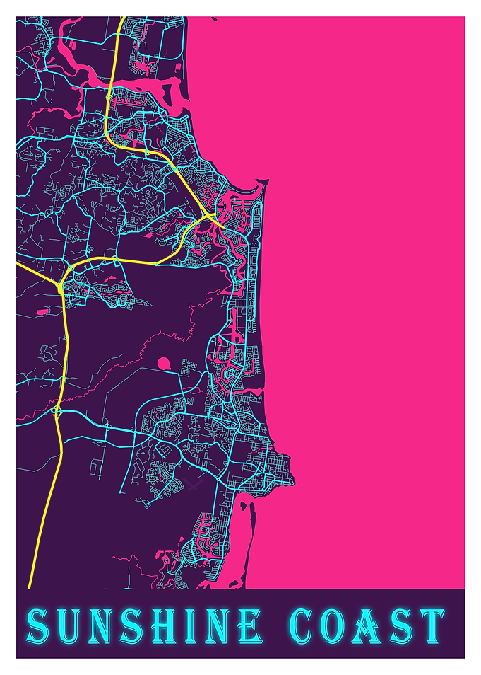 Sunshine Coast Neon Map