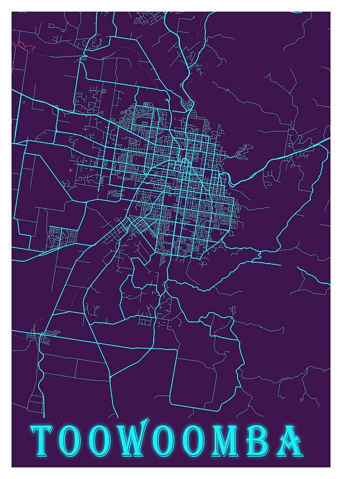 Toowoomba Neon City Map