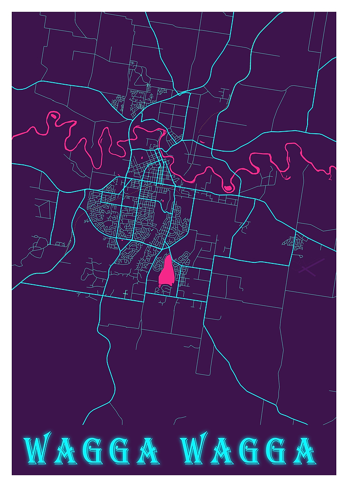 Wagga Wagga Neon City Map