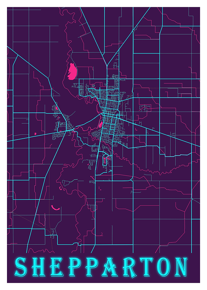 Shepparton Neon City Map