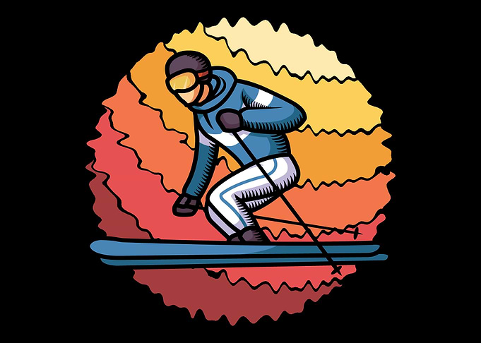 Skis skiing vintage skier