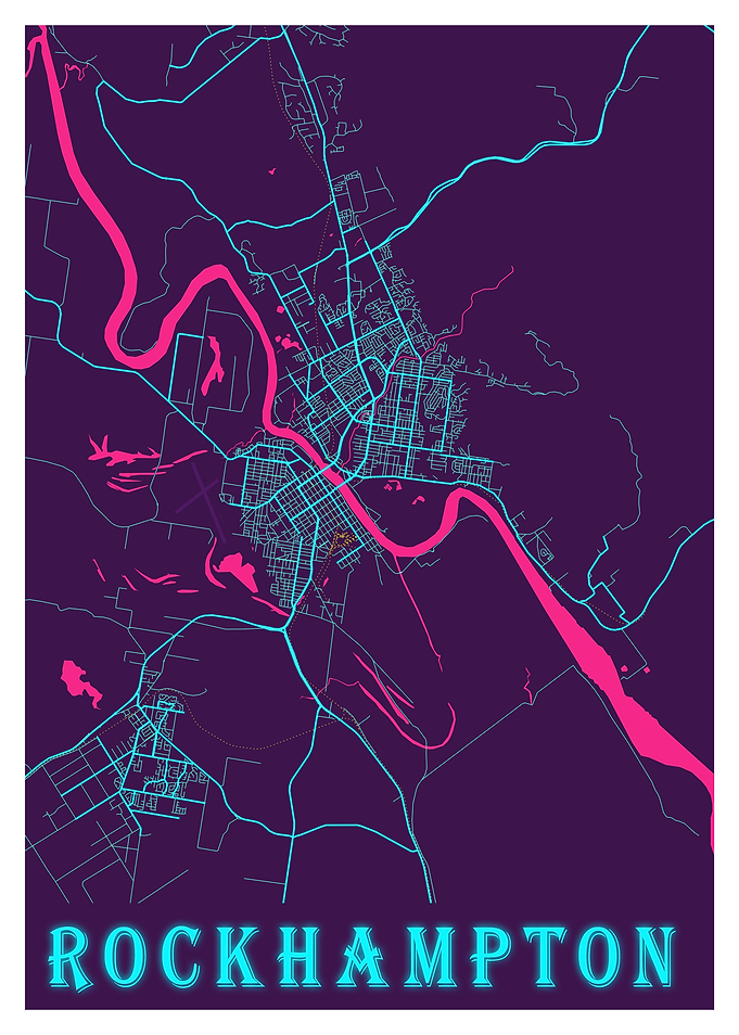 Rockhampton Neon City Map