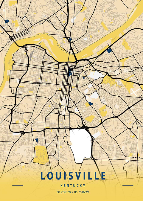 Louisville Yellow City Map