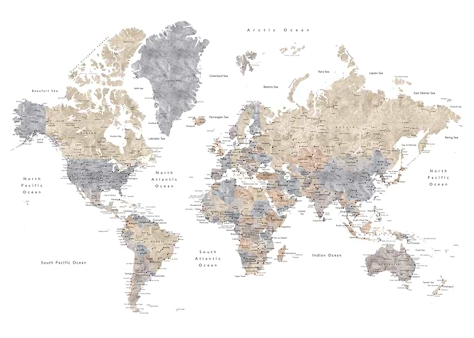 Gouri detailed world map
