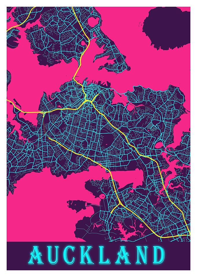 Auckland Neon City Map