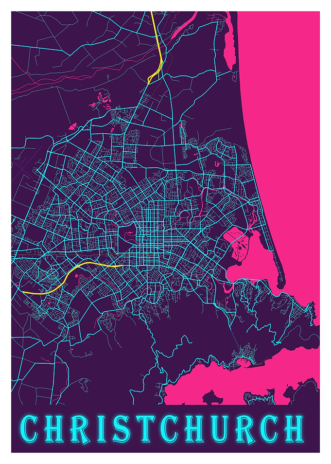 Christchurch Neon City Map