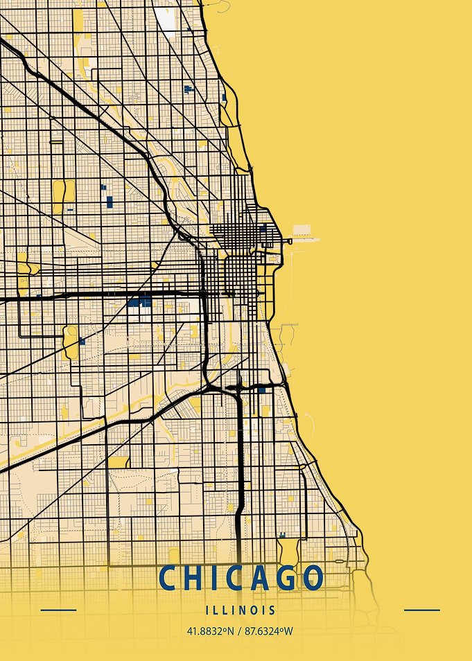 Chicago Yellow City Map
