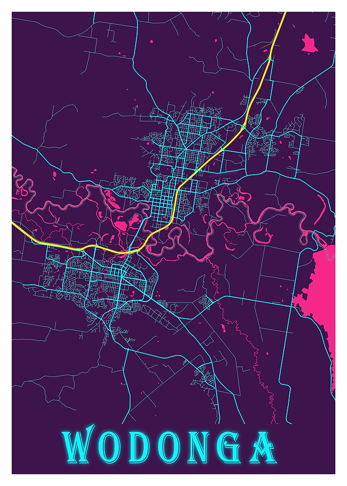 Wodonga Neon City Map