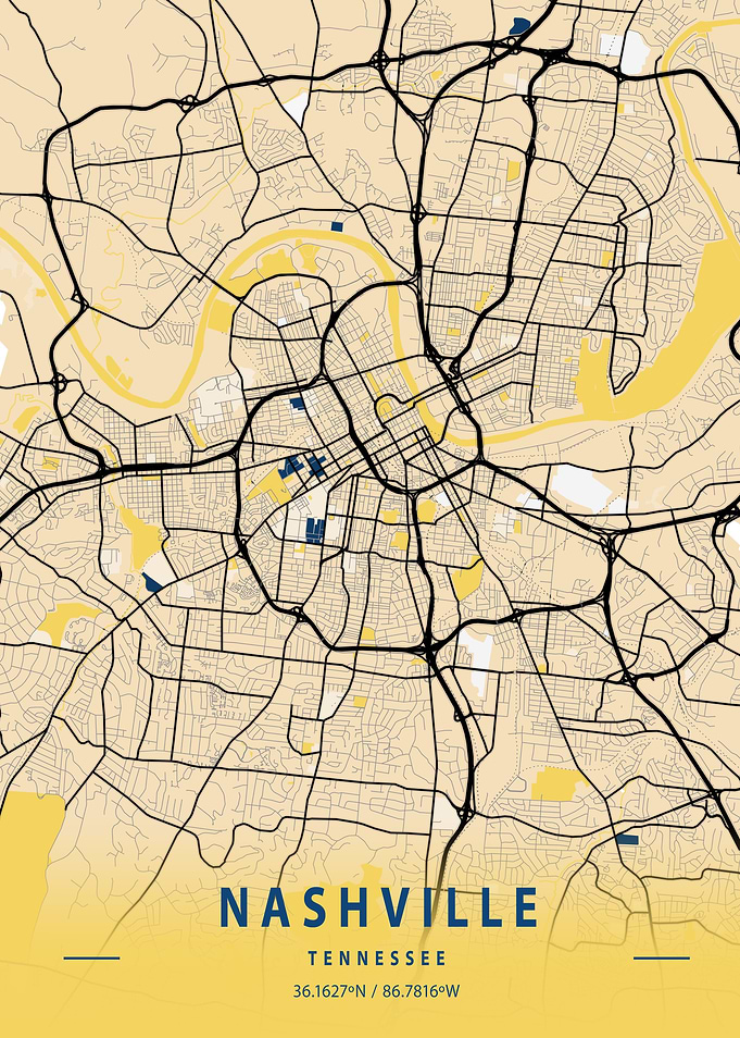 Nashville Yellow City Map
