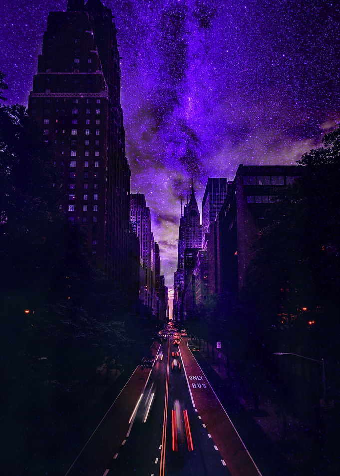 Surreal city in the galaxy