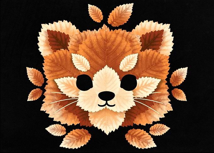 Red panda of leaves
