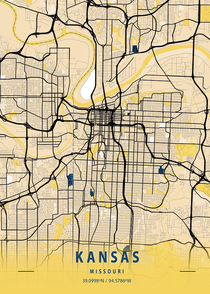 Kansas Yellow City Map