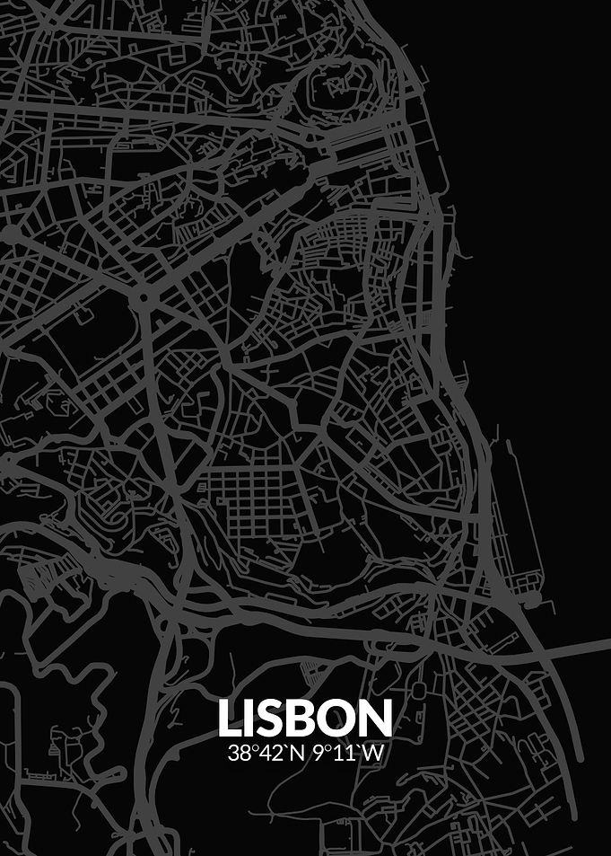 Lisbon Black Map