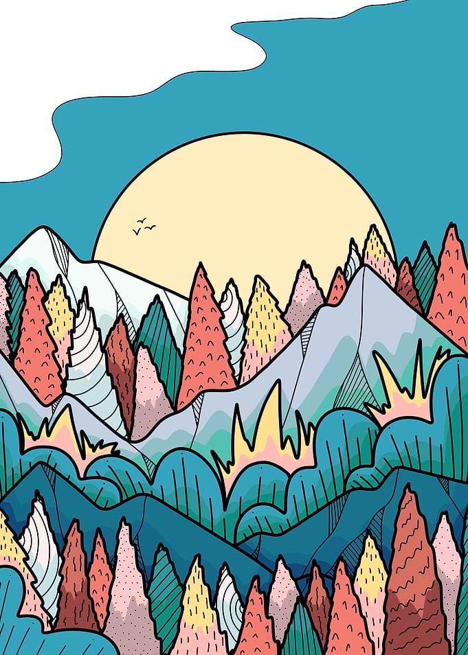 The birds and the mountain