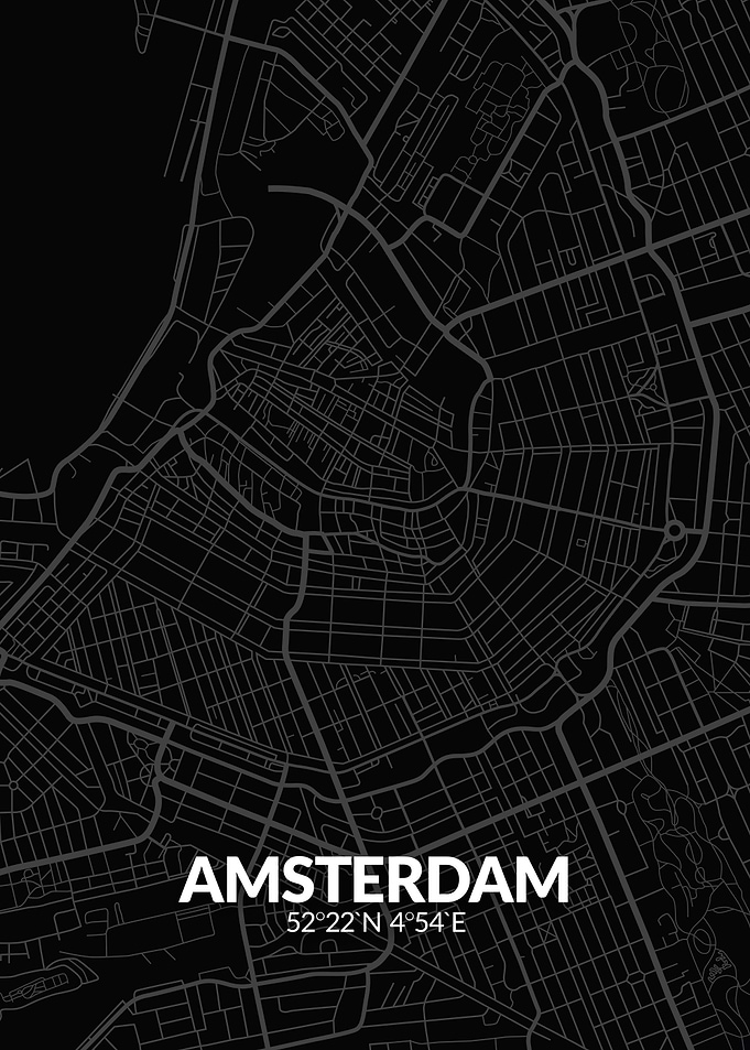 Amsterdam Black Map