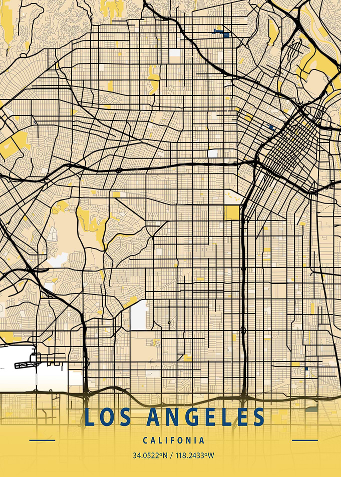 Los Angeles Yellow Map