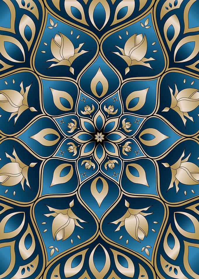 Mandala gold blue