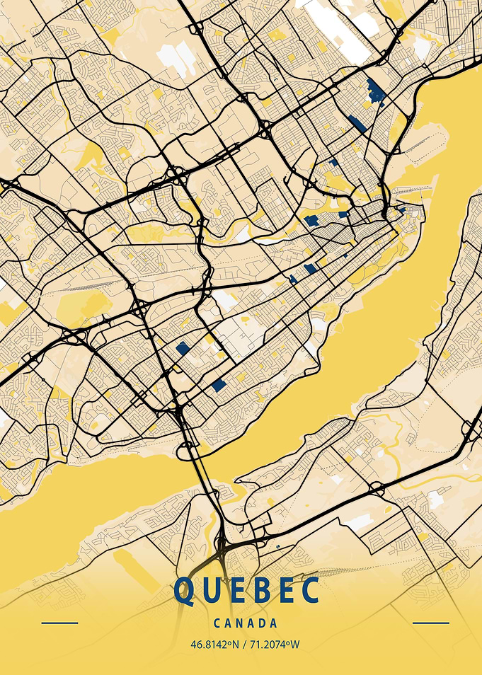 Quebec Yellow City Map