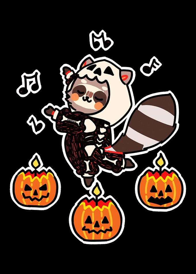 Raccoon Dancing Pumpkin Ha