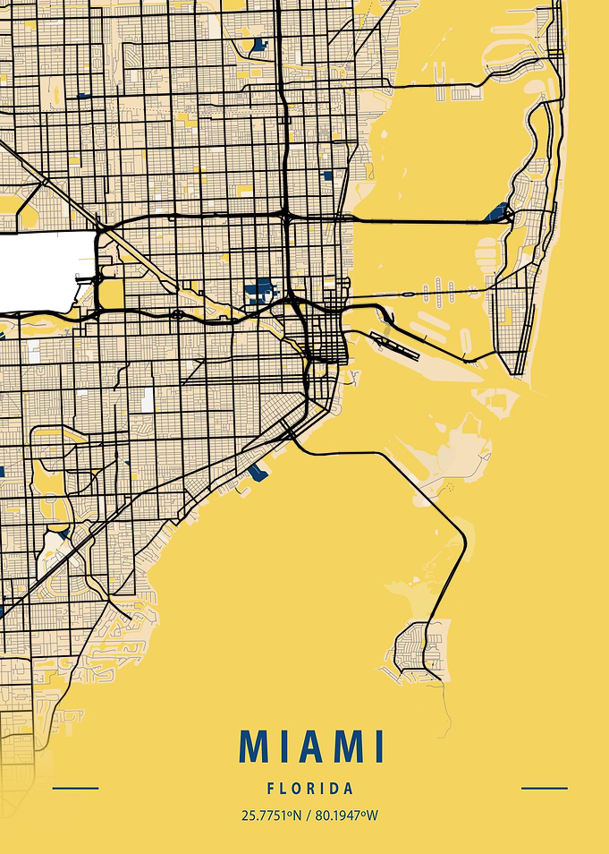 Miami Yellow City Map