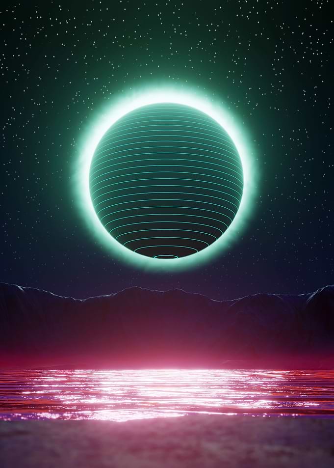 The sunset synth wave art