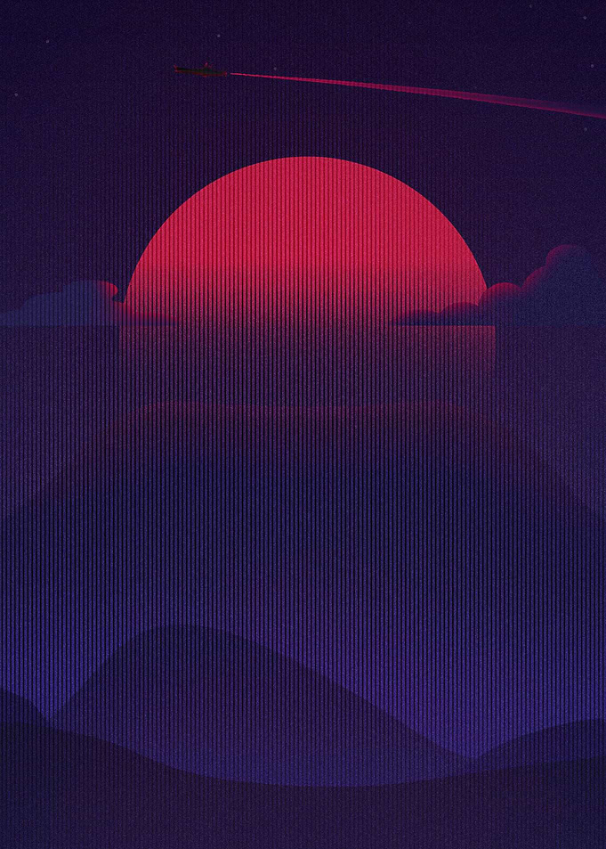 The beautiful sunset retro