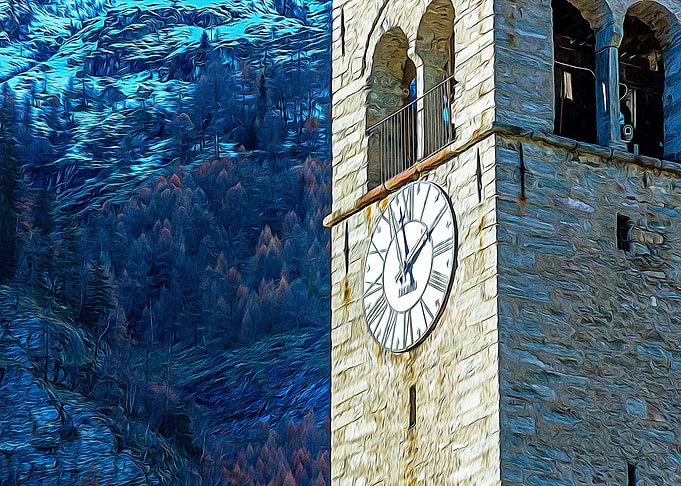 Bell tower in the Alps