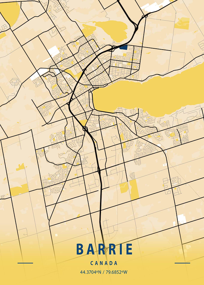 Barrie Yellow City Map
