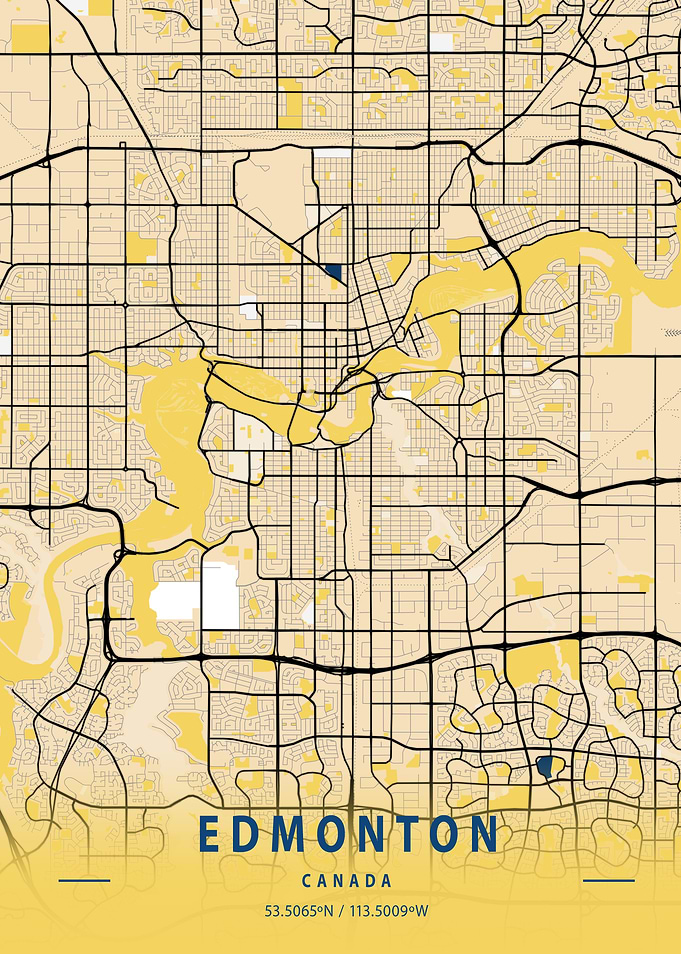Edmonton Yellow City Map