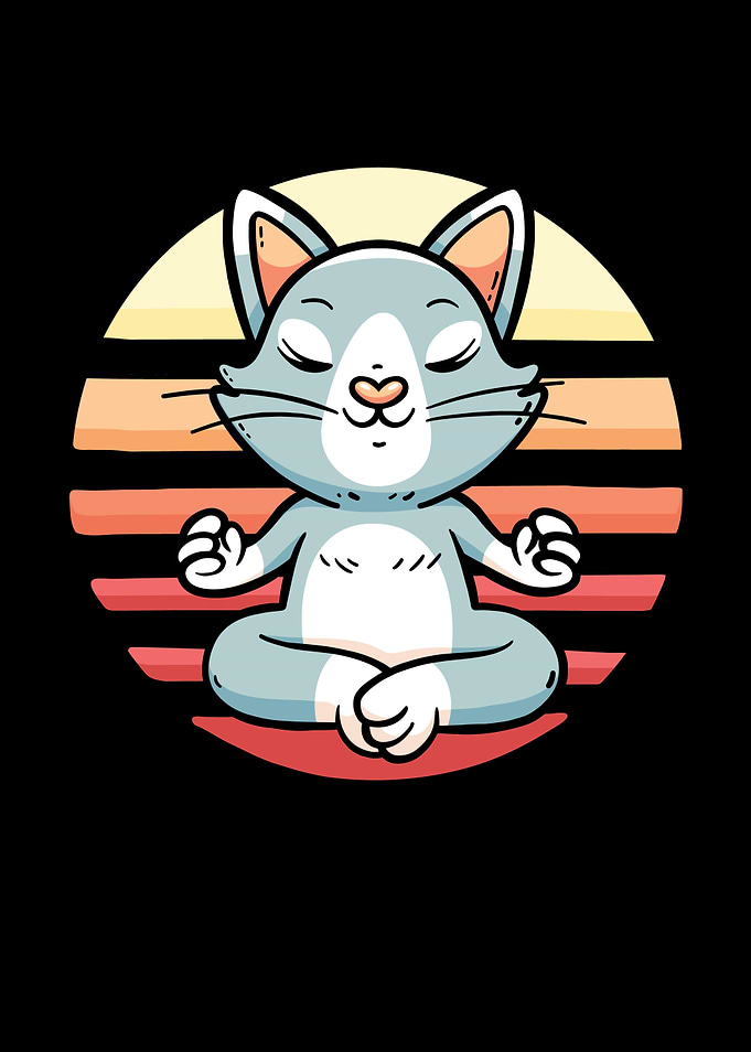 Cataste Namaste Cat retro