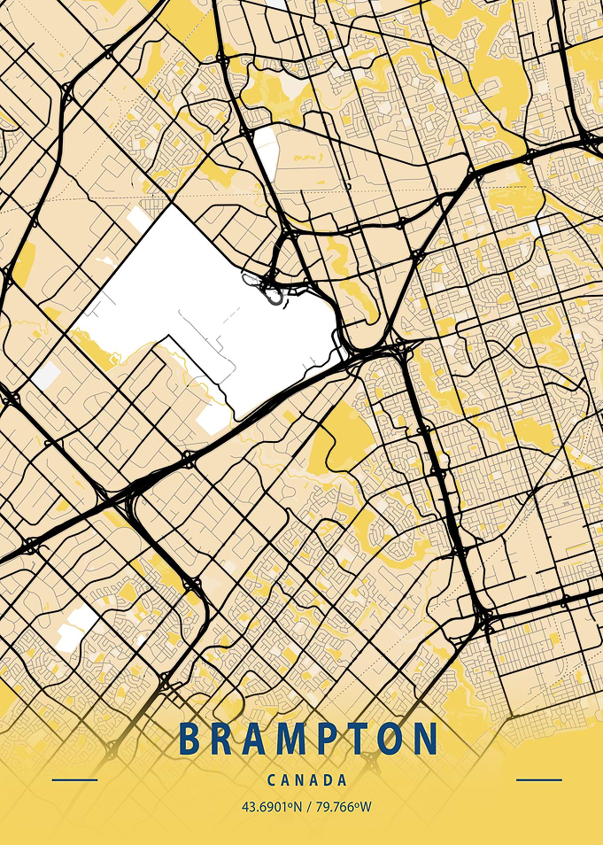 Brampton Yellow City Map