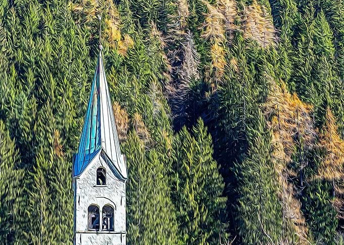 Bell tower in the Alps