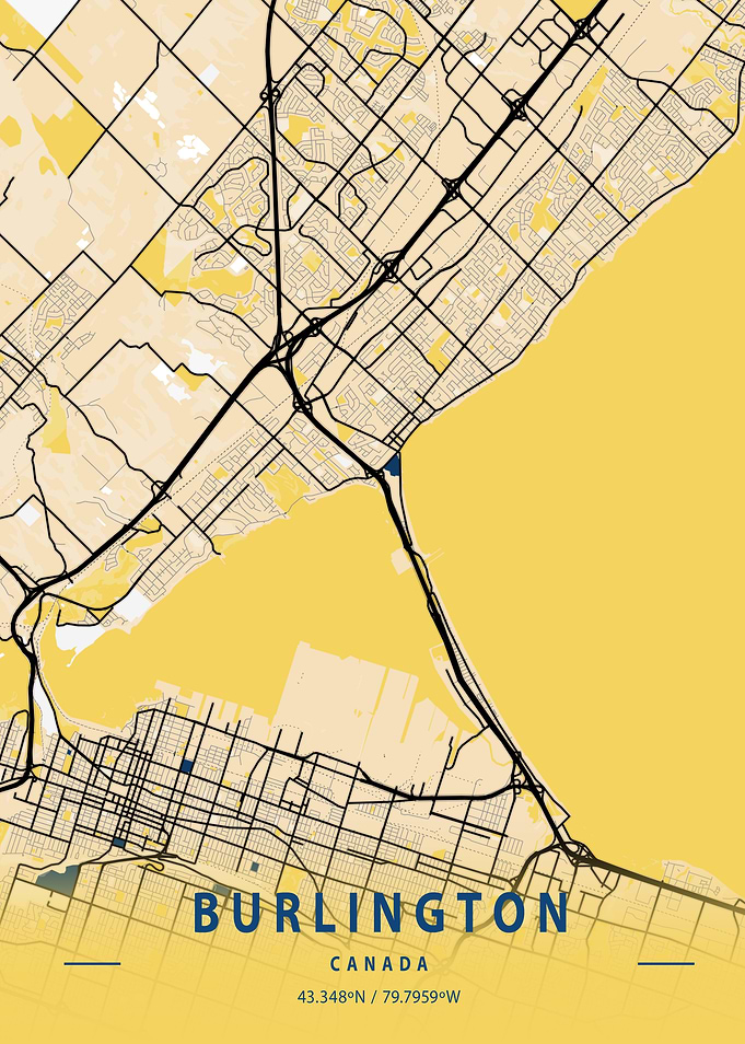 Burlington Yellow City Map