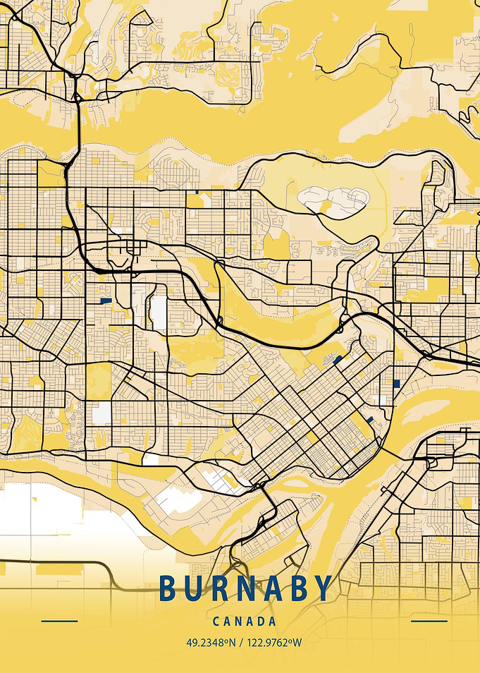 Burnaby Yellow City Map