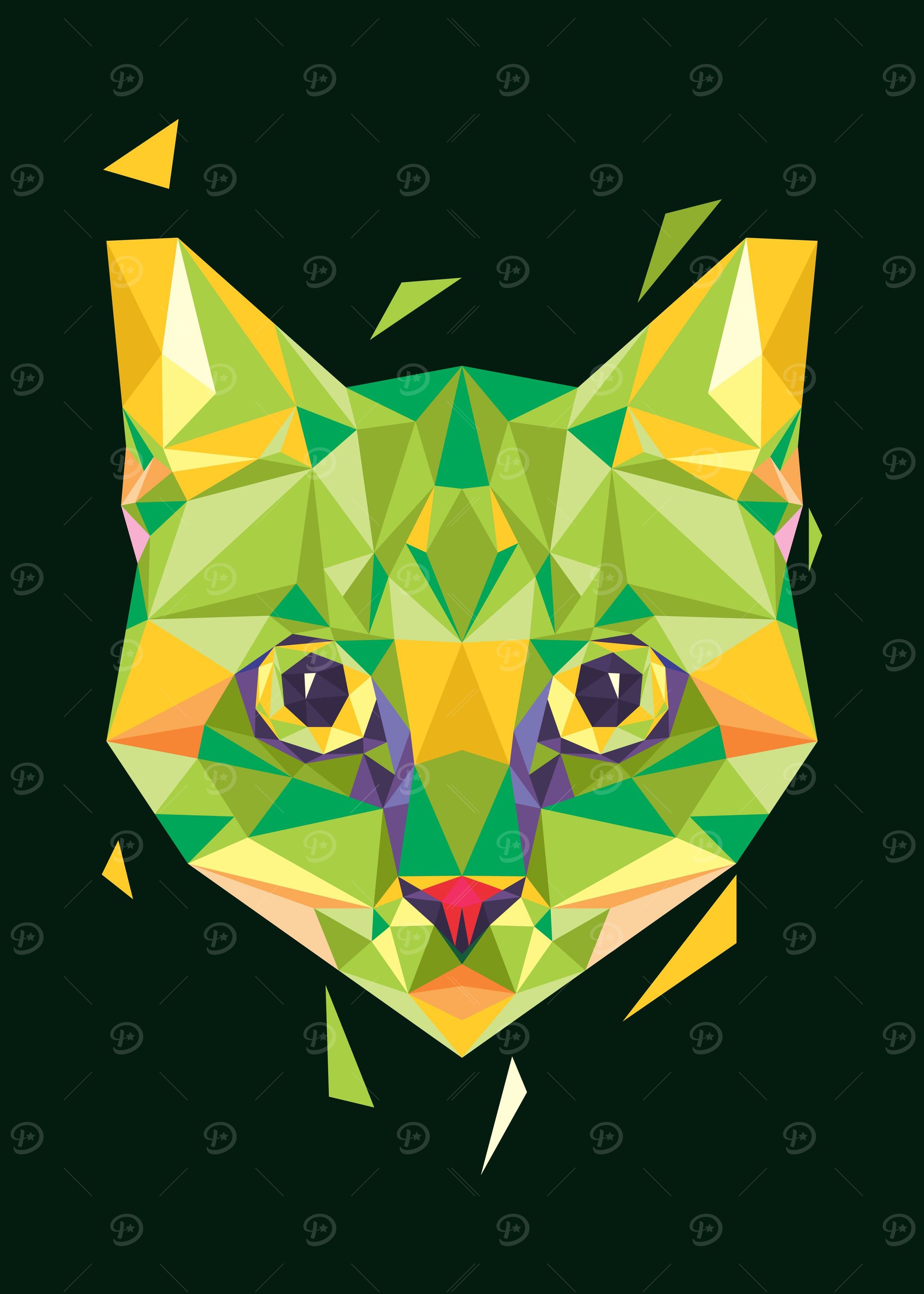 Cat in Lowpoly Popart