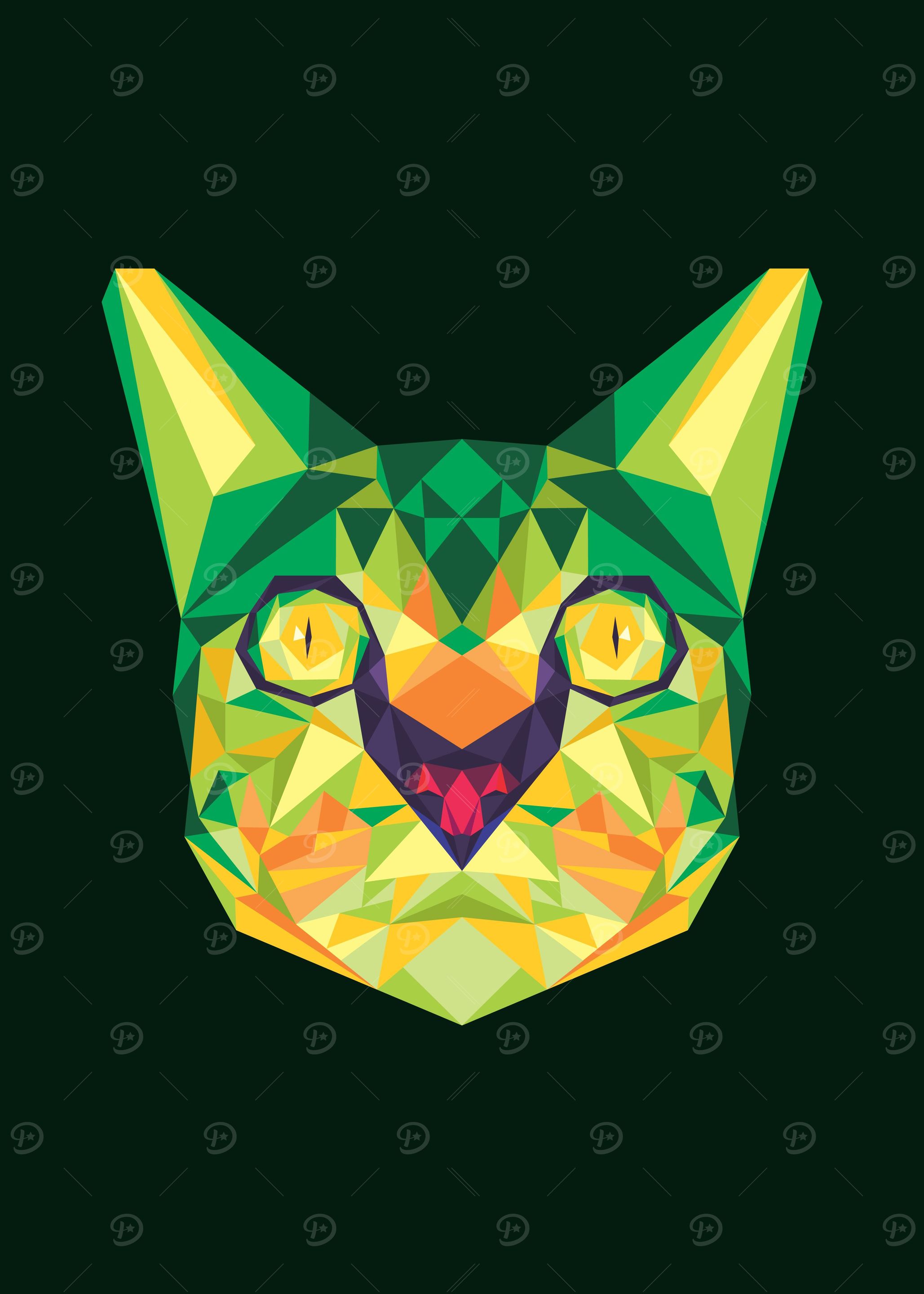 Cat in Lowpoly Popart