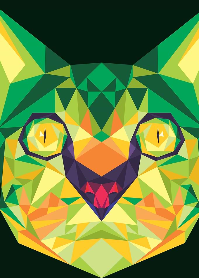 Cat in Lowpoly Popart