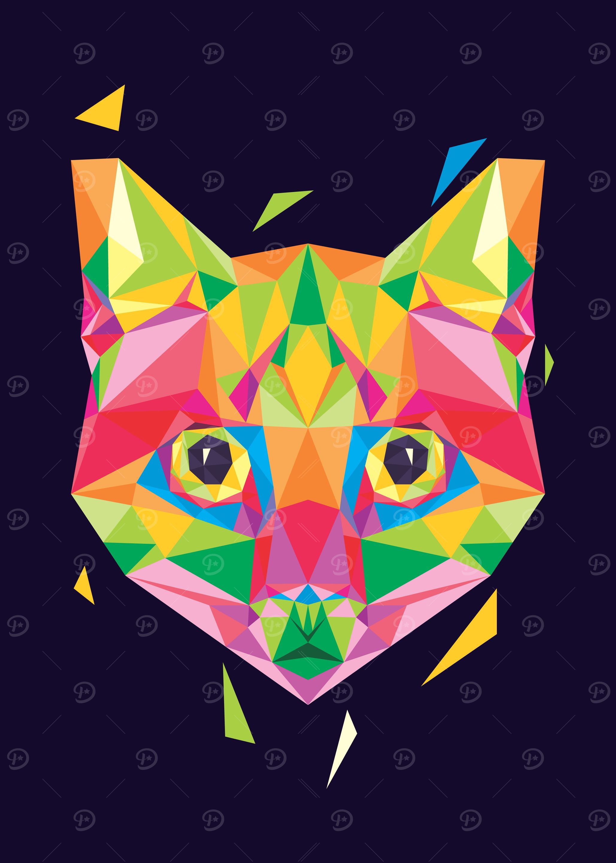 Cat in Lowpoly Popart