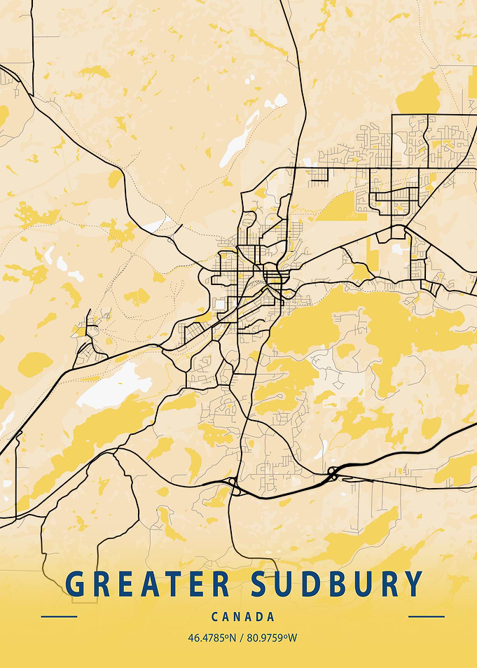 Greater Sudbury Yellow Map