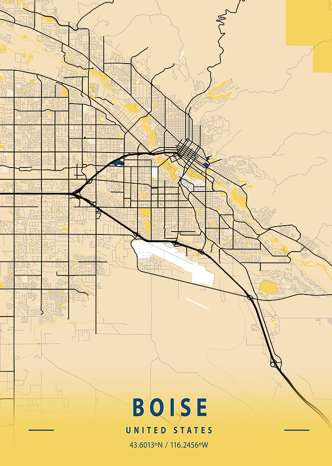 Boise Yellow City Map