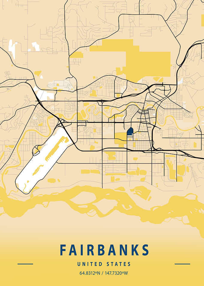 Fairbanks Yellow City Map