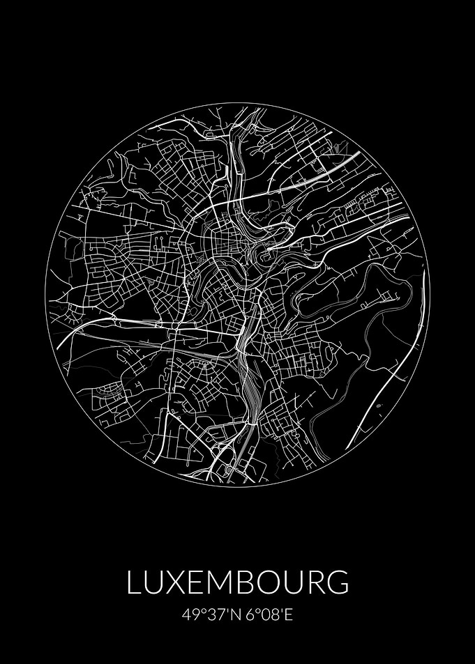 Luxembourg City Map Black