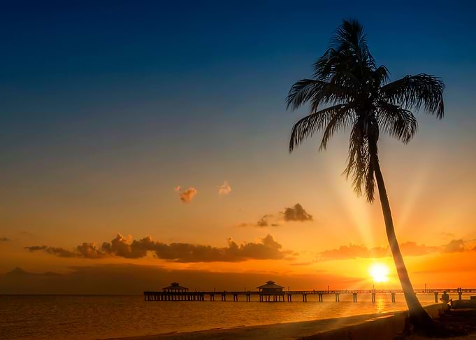 Sunset by the sea