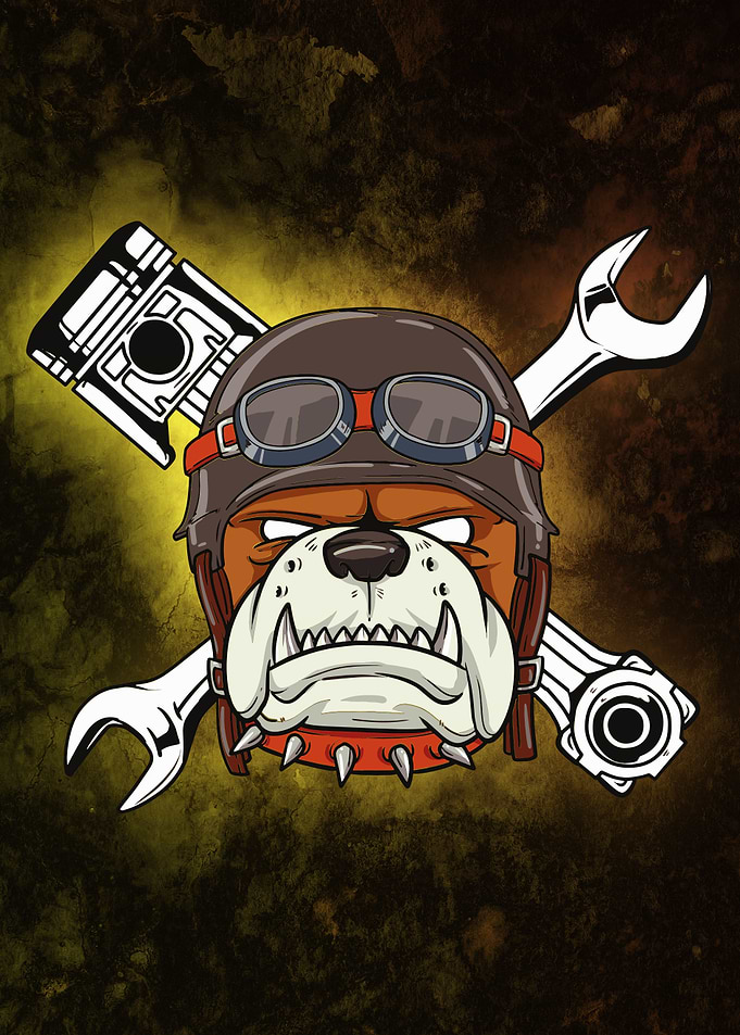 Biker Bulldog Fun Design