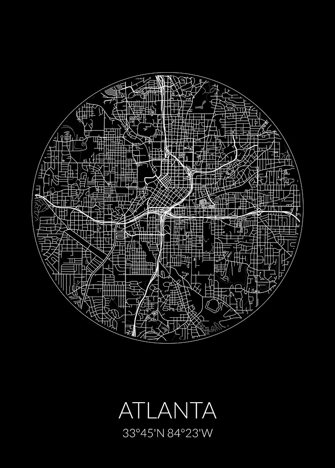 Atlanta City Map Black