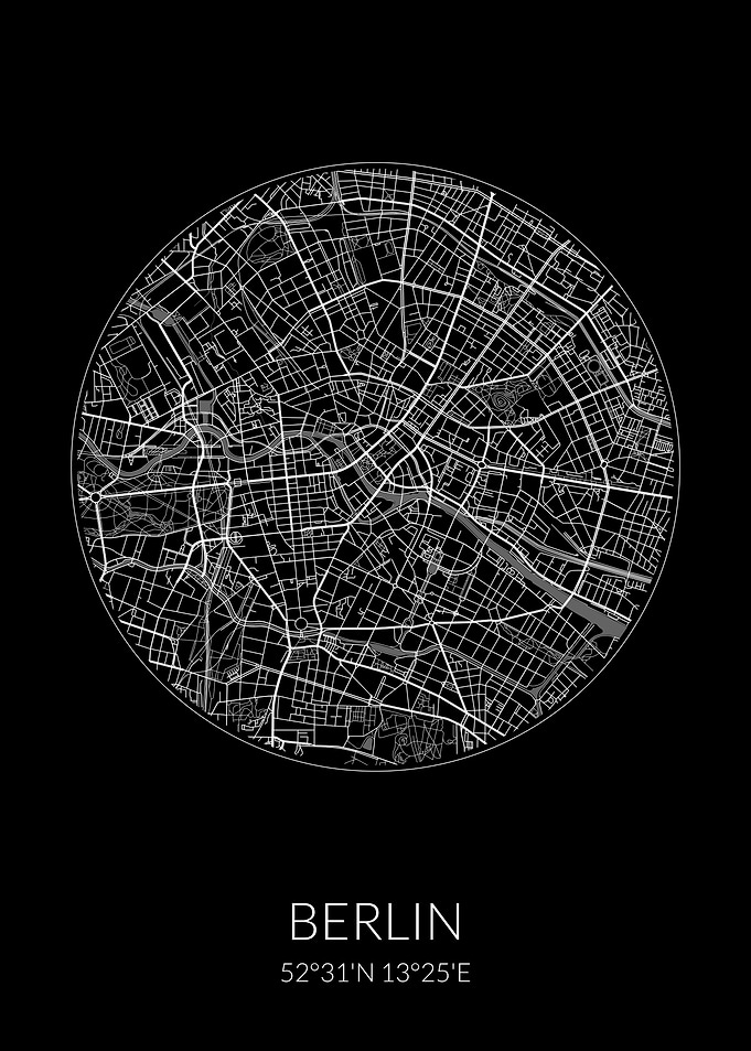 Berlin City Map Black