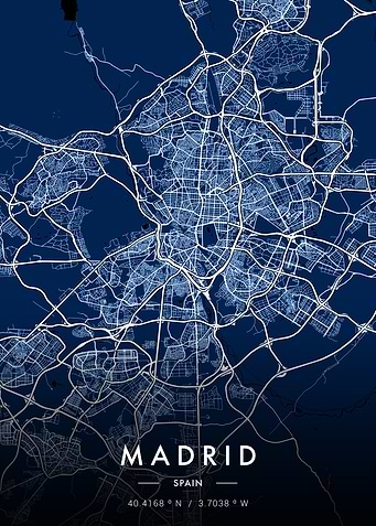 Madrid City Map Blueprint